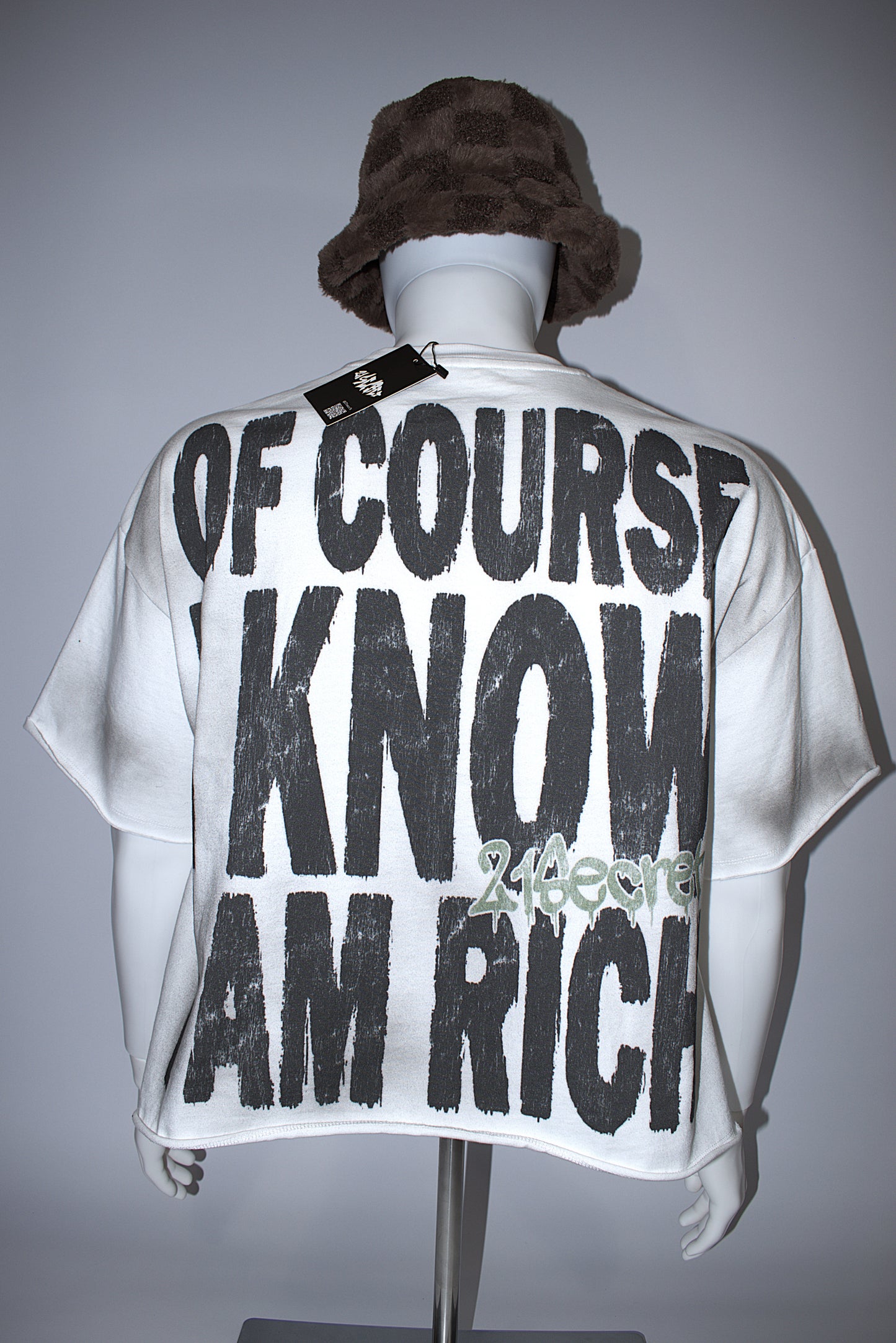 Of course I know I am rich White cropped t-shirt