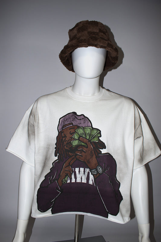 Of course I know I am rich White cropped t-shirt